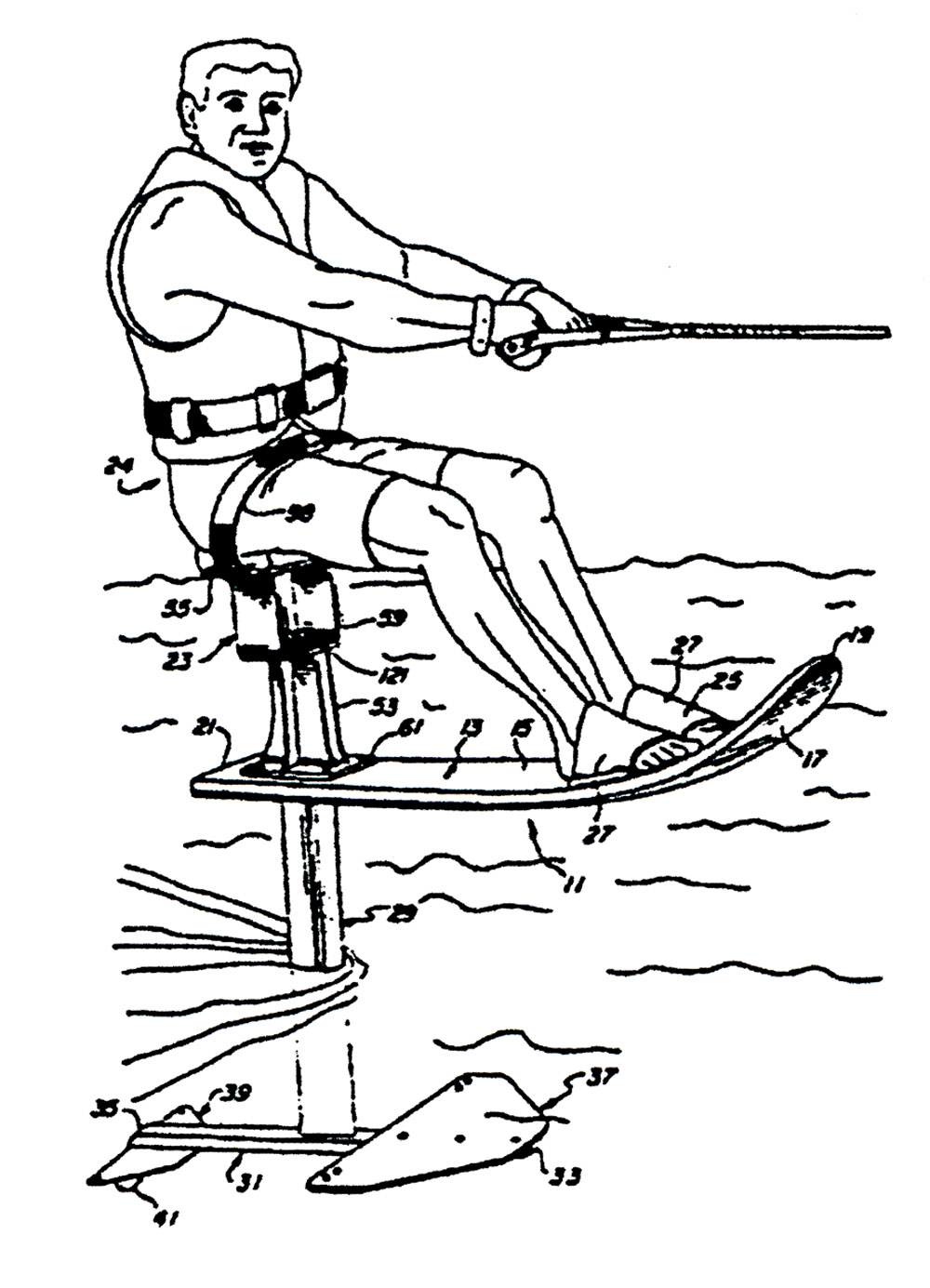 adventures-water-skiing-hydrofoiling-1989-patent-drawing