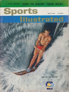 sports illustrated cover slalom water skier shot from Miss Cover Girl photo boat at Cypress Gardens