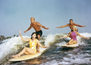 tandem wake surfing Cypress Gardens 1964